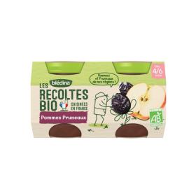 BLEDINA Les récoltes bio pommes pruneaux dès 4/6 mois 2x130g