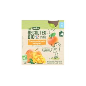 BLEDINA Les récoltes bio pommes abricots mangues dès 6 mois 4x90g