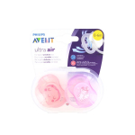 AVENT 2 sucettes ultra air rose et mauve avec motif 0-6 mois