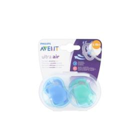 AVENT 2 sucettes ultra air bleu et vert 6-18 mois