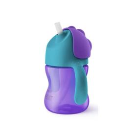 AVENT Tasse à paille courbée violet 200ml 9 mois et +