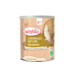 BABYBIO 3 céréales nature bio 6 mois et + 220g