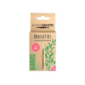 SUPER WHITE 8 brossettes interdentaires bambou 2mm