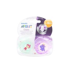 AVENT Classic 2 sucettes fée et licorne 6 18 mois