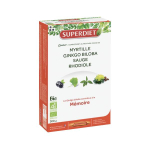 SUPER DIET Quatuor myrtille, ginkgo biloba, sauge, rhodiole bio 20 ampoules