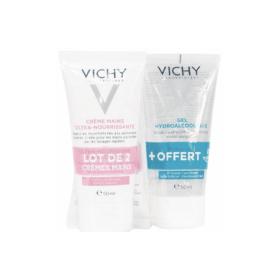VICHY 2 crèmes mains ultra-nourrissantes 50ml + gel hydroalcoolique 50ml offert