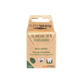 SUPER WHITE Fil dentaire 100% biodégradable goût menthe 50m