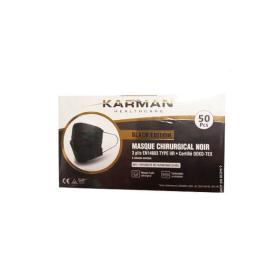 KARMAN Karman 50 masques chirurgicaux noirs 3 plis type IIR