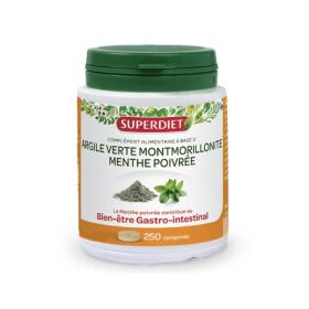 SUPER DIET Argile verte montmorillonite menthe poivrée 250 comprimés