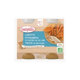 BABYBIO Carotte potimarron truite 8 mois et + bio 2 pots 200g