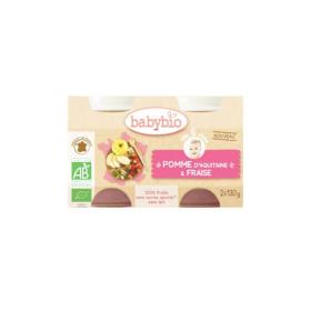 BABYBIO Pomme d'Aquitaine, fraise 6 mois et + pots 2x130g