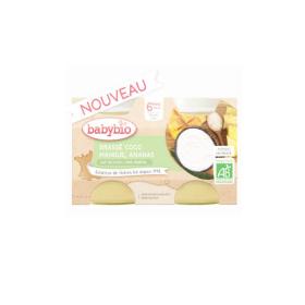 BABYBIO Brassé coco mangue, ananas 6 mois et + bio pots 2x130g