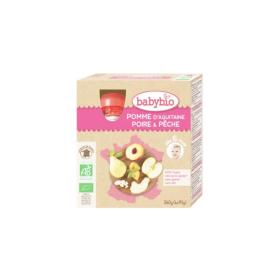 BABYBIO Pomme poire pêche bio 6 mois gourdes 4x90g