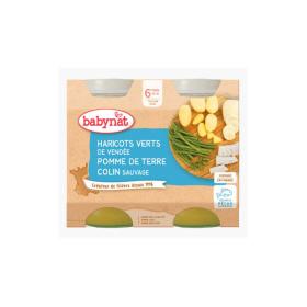 BABYBIO Babybat haricots verts pomme de terre colin 6 mois 2 pots 200g