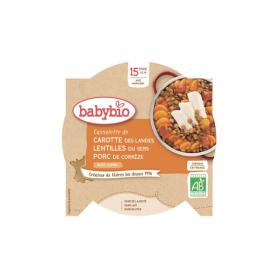 BABYBIO Cassolette de carotte, lentilles et porc assiette bio 260g
