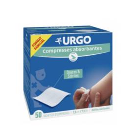 URGO Compresses de gaze stériles 7,5cmx7,5 cm 50 sachets de 2 compresses
