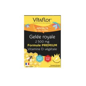 VITAFLOR Gelée royale bio premium 2500mg + vitamine D 20 ampoules