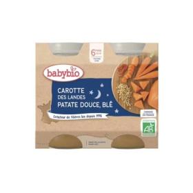 BABYBIO Petits pots bébé dès 6 mois, carotte des landes, patate douce, blé 2x200g