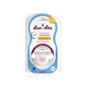 LUC ET LÉA Sucette silicone symétrique coeur rose 0-2 mois