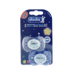 DODIE 2 sucettes anatomiques nuit +6 mois bleu