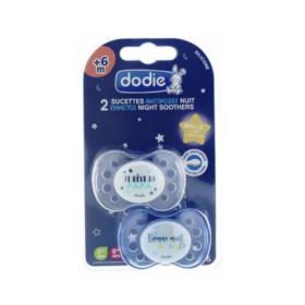 DODIE 2 sucettes anatomiques nuit +6 mois bleu