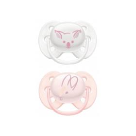 AVENT 2 sucettes ultra soft 0-6 mois motifs roses