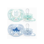 AVENT 2 sucettes ultra soft 0-6 mois motifs bleus