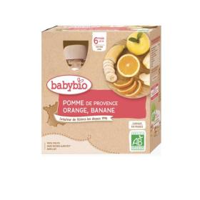 BABYBIO Pomme orange banane bio gourdes 4x90g