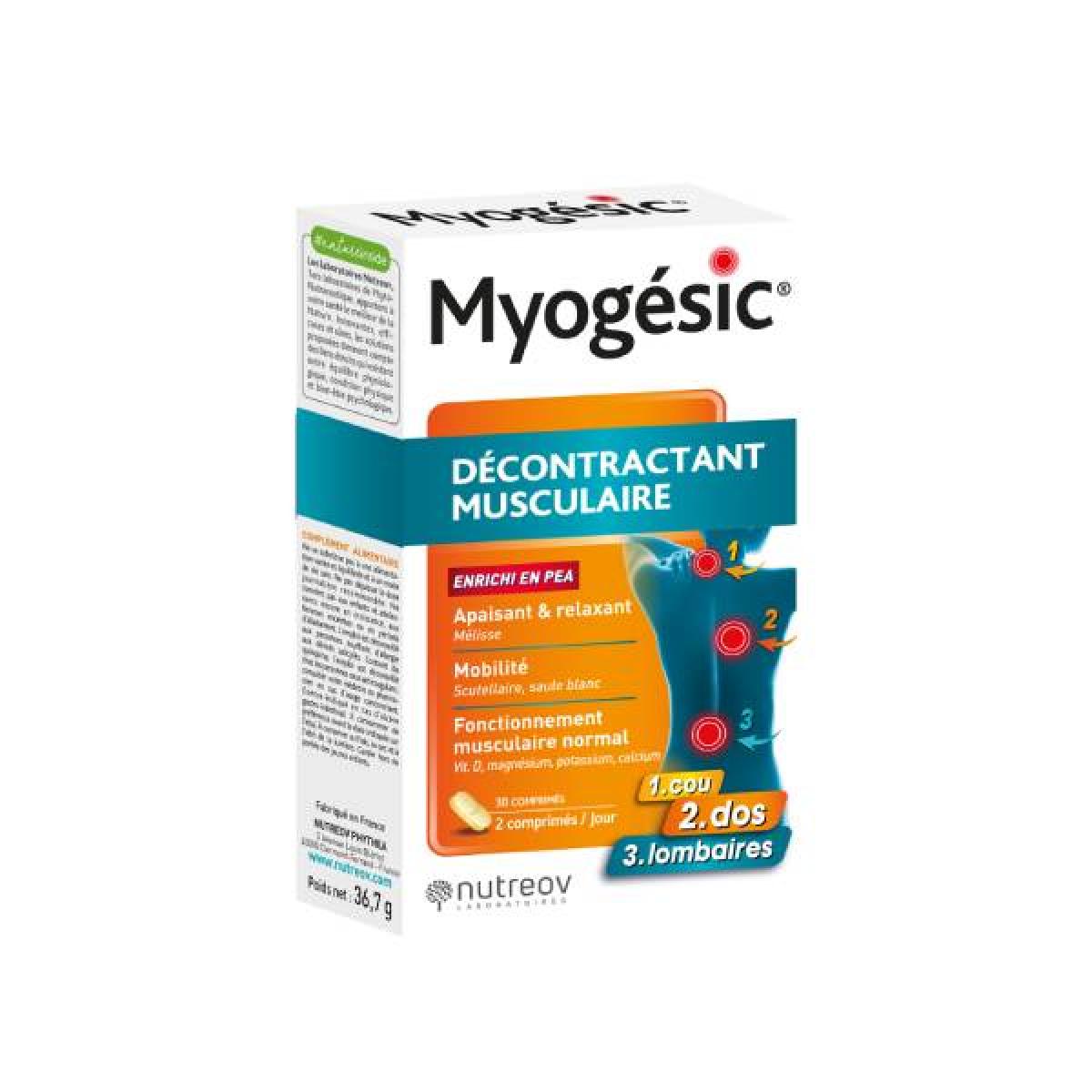 NUTREOV Myogésic décontractant musculaire 30 comprimés - Parapharmacie ...