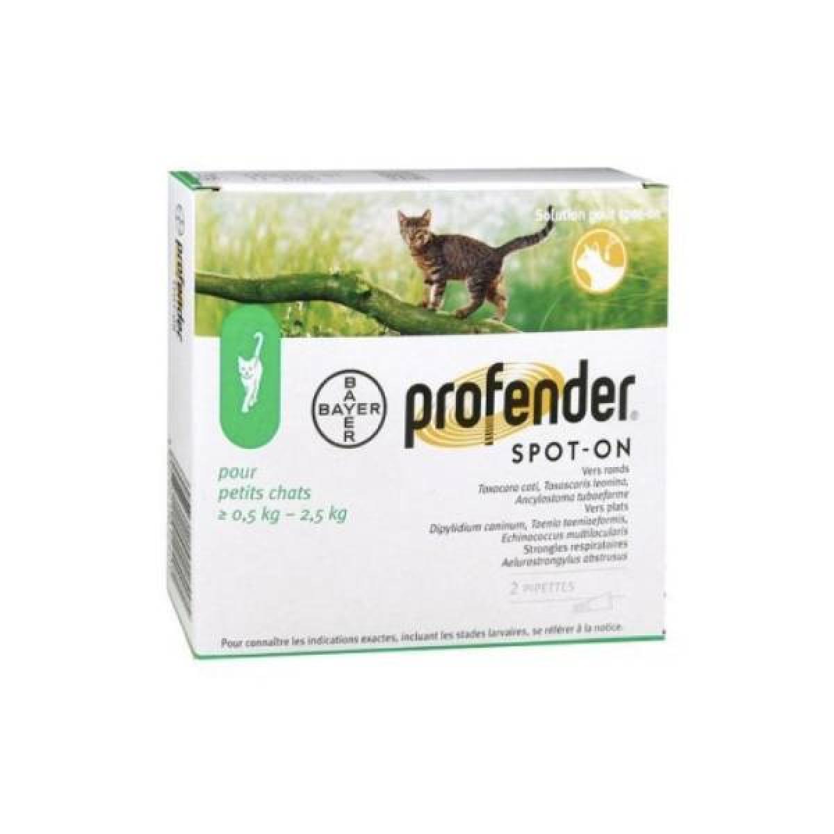 BAYER Profender spoton petit chat 0,52,5kg 2 pipettes Parapharmacie Pharmarket