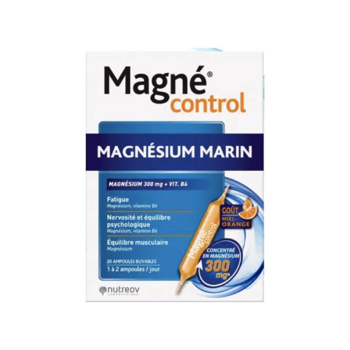 NUTREOV Magné Control magnésium marin 20 ampoules Parapharmacie