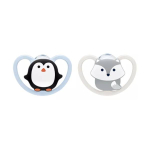 NUK Space 2 sucettes silicone koala tigre 0-6 mois