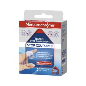 MERCUROCHROME Bande stop saignement stop coupures 3mx2,5cm