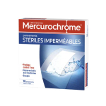 MERCUROCHROME 10 pansements stériles imperméables 10cmx7cm