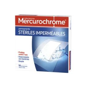 MERCUROCHROME 10 pansements stériles imperméables 10cmx7cm