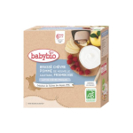 BABYBIO Brassé chèvre pomme de Nouvelle Aquitaine framboise 6 mois et + bio 4 gourdes de 85g