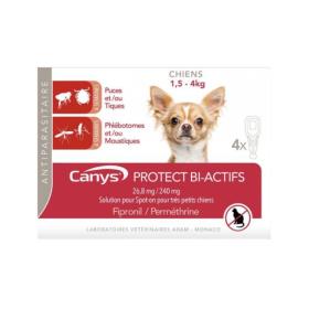 ASEPTA Canys protect bi-actifs solution pour spot-on chiens 1,5-4 kg 4 pipettes