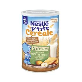 NESTLÉ HEALTH SCIENCE P'tite céréale dès 12 mois 5 céréales saveur noisette biscuit  415g