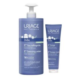 URIAGE Bébé 1ère eau nettoyante 1L + crème change 100ml