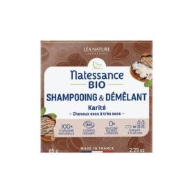 NATESSANCE Shampooing & démêlant karité bio 65g