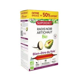 SUPER DIET Radis noir artichaut bio 20 ampoules + 10 ampoules offertes