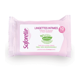 SAFORELLE Lingettes intimes ultra-douces paquet de 10 lingettes