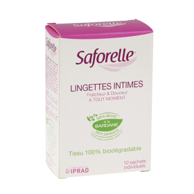 SAFORELLE Lingettes intimes ultra-douces 10 lingettes