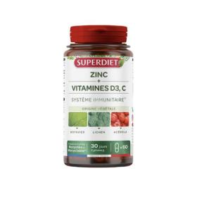 SUPER DIET Zinc + vitamines D3, C 60 gélules