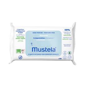 MUSTELA 60 lingettes nettoyantes à l'eau sans parfum