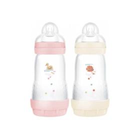 MAM 2 biberons easy start débit 2 rose jaune 2 mois et + 260ml