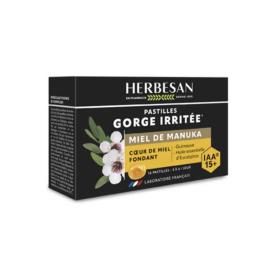 HERBESAN Gorge irritée miel de manuka IAA 15+ 16 pastilles