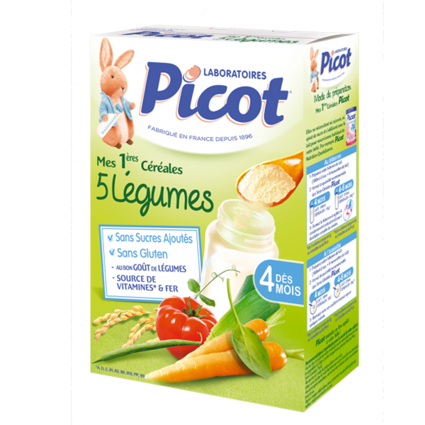 PICOT Mes 1ères céréales 5 légumes 200g - Parapharmacie PICOT Mes 1ères céréales 5 légumes 200g - Parapharmacie