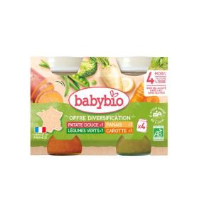 BABYBIO Mes premiers légumes : patate douce, panais, légumes verts, carotte 4 mois pots 4x130g