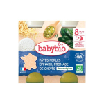 BABYBIO Pâtes, perles, épinard, fromage de chèvre dès 8 mois pots 2x200g